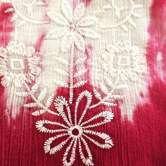 Girls Place Tie Die Embroidered Shirt Size Large 10 - 12 Pink White Summer Top - Picture 2 of 8